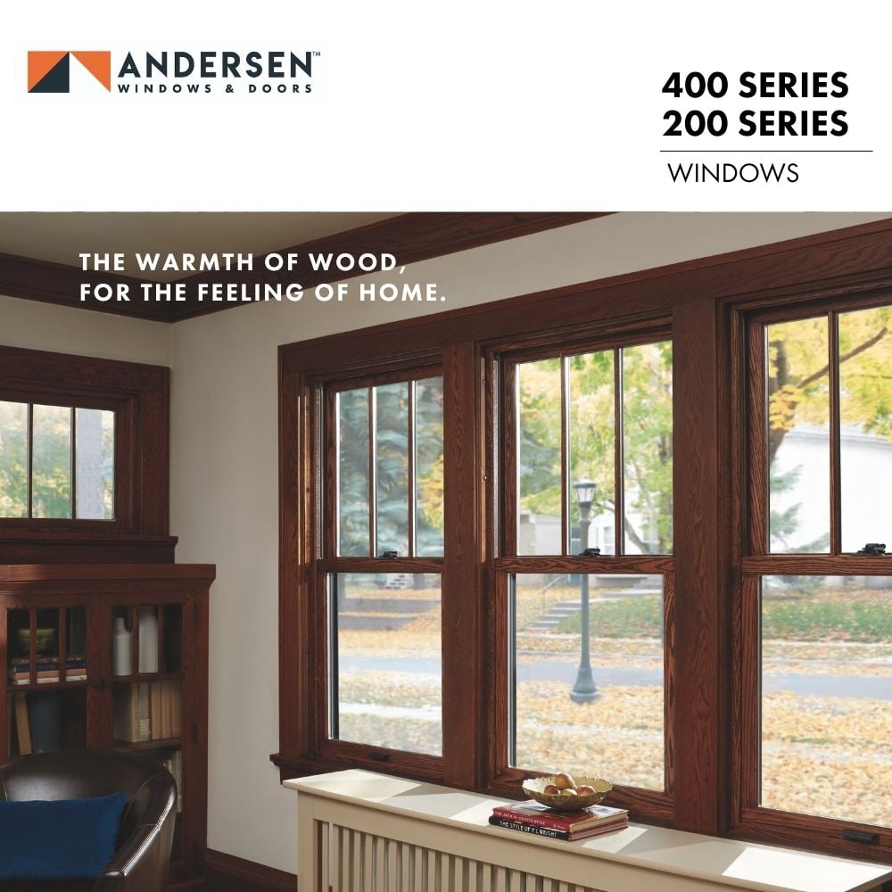 400 series double hung with oak interior