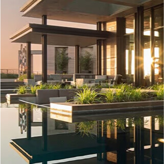 Stunning outdoor space with infinity pool